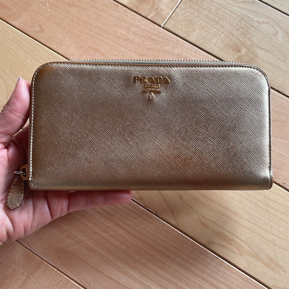 Prada zip around wallet